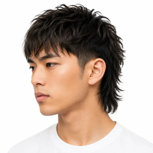 Asian Short Modern Mullet With Textured Layered Back
