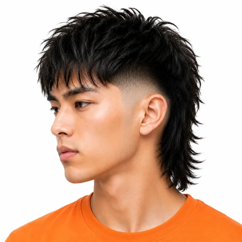 Asian Skin Fade Modern Mullet With Textured Layers