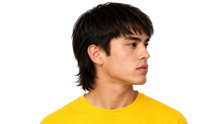 Modern Mullet Straight Hair on a man with sleek straight hair