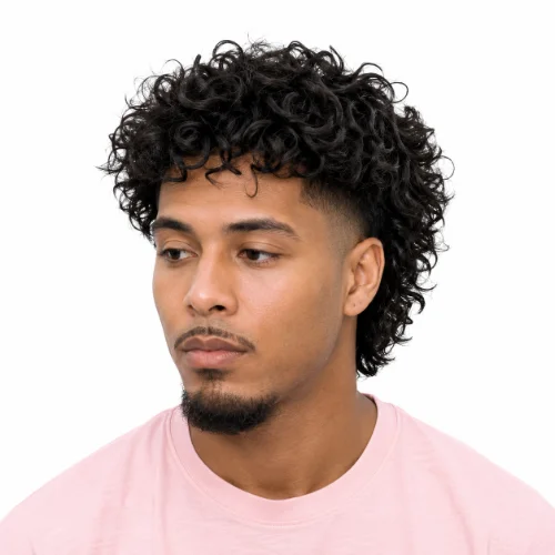 Shaggy Curly Modern Mullet with messy curls, textured layers, and a relaxed modern mullet shape