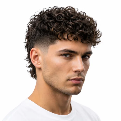 Modern Mullet Hairstyle for Curly Hair with natural curls and layered back.