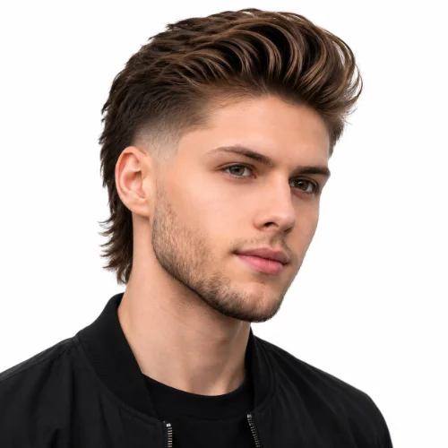 Medium Length Modern Mullet haircut with textured layers and a balanced longer back.