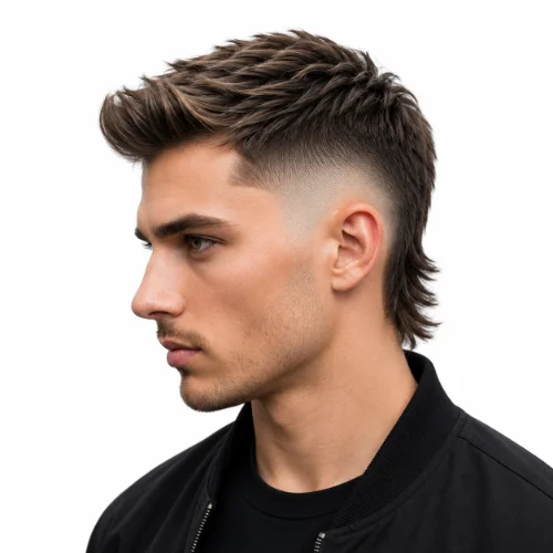 Textured Modern Mullet haircut with layered texture and a longer back.