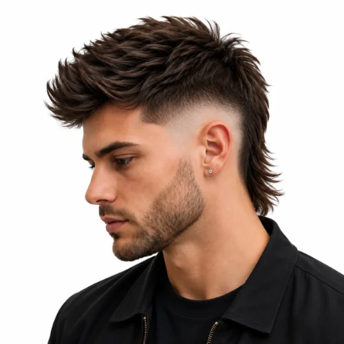 Long Modern Mullet hairstyle with extended length and textured layers.