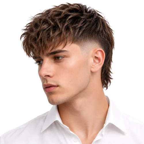 Modern Mullet Fringe haircut with a textured fringe and layered back.