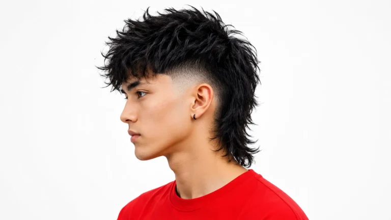Modern Mullet Burst Fade with faded sides, textured top, and a longer back.
