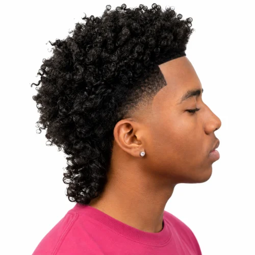 Long curly modern mullet with voluminous textured curls