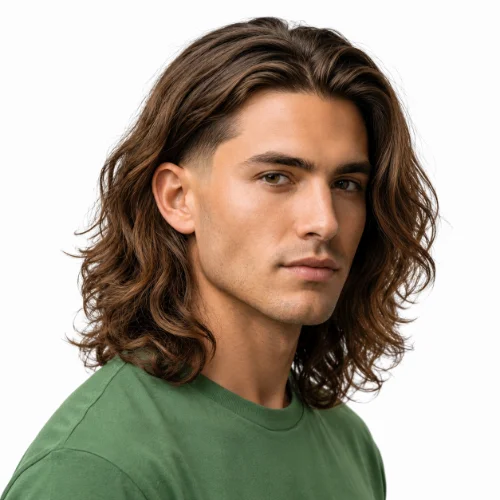 Long modern mullet with wavy hair for men
