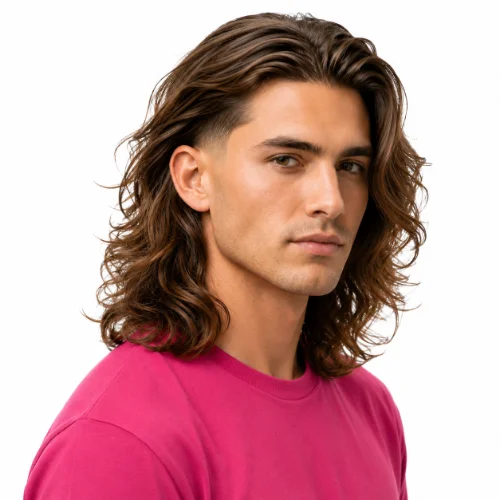 Long modern mullet with flowing layered wavy hair