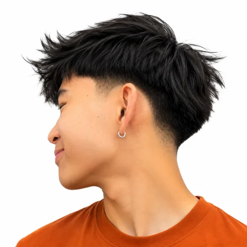 Low taper blowout fringe with textured hair