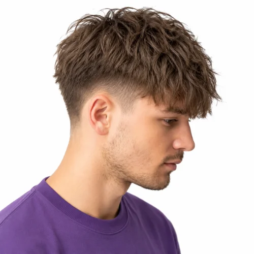 Low taper fringe with textured front hair