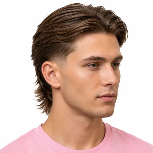 Low taper modern mullet hairstyle for straight hair