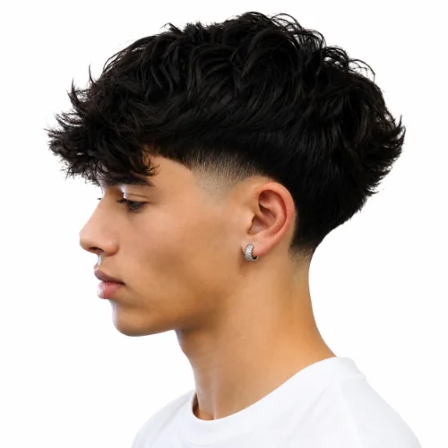 Low taper textured fringe with messy layered hair