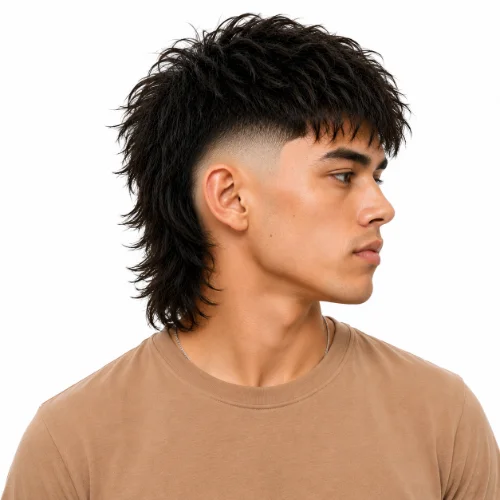 Modern Mullet High Fade with textured layers, a clean high fade, and a longer back