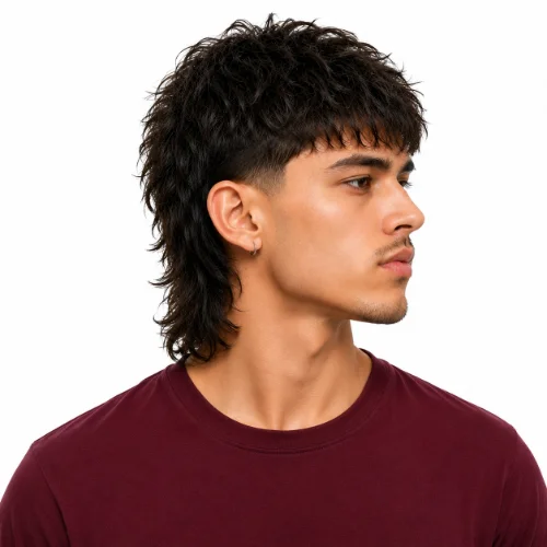 Modern Mullet Low Taper with textured layers, a clean low taper, and a longer back