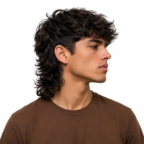 Modern Mullet Thick Hair with textured layers, thick volume, tapered sides, and a longer back.