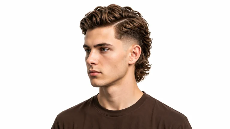 Modern Mullet Wavy Hair hairstyle with natural waves, textured layers, and a clean modern finish