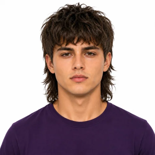 Modern Mullet for Square Face with textured layers, tapered sides, and a balanced haircut that complements a strong jawline