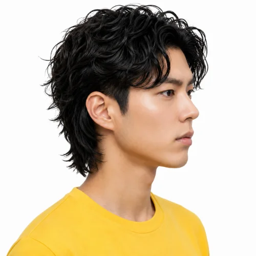Wavy modern mullet hairstyle for thick hair